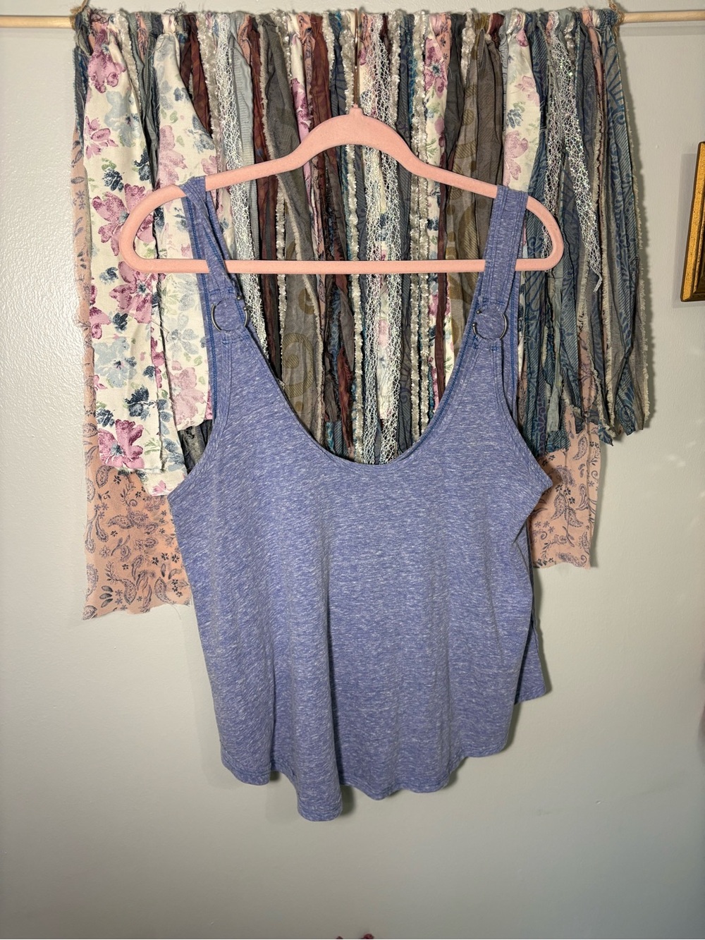 Free People blue tank top with silver ring strap